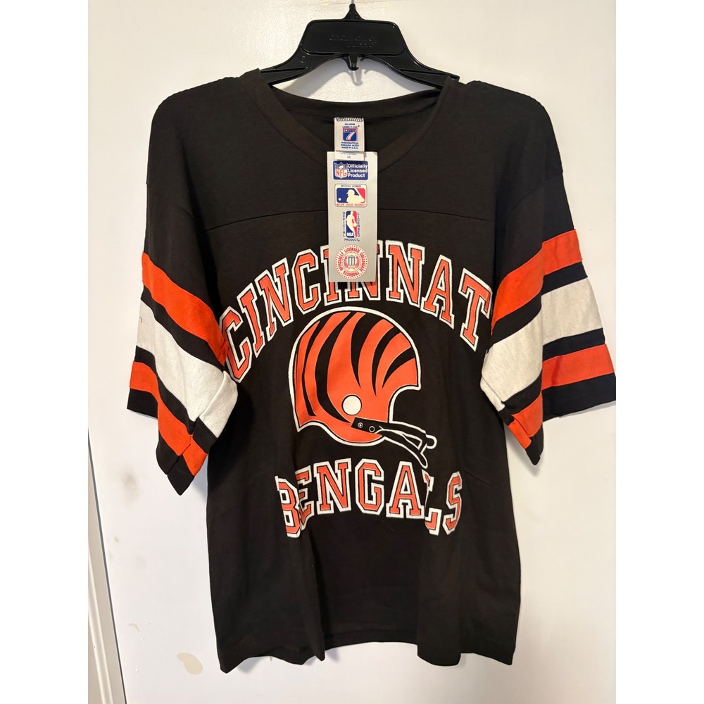Vintage Logo 7 Cincinnati Bengals Shirt Mens Medium NWT 90s NFL Football Black